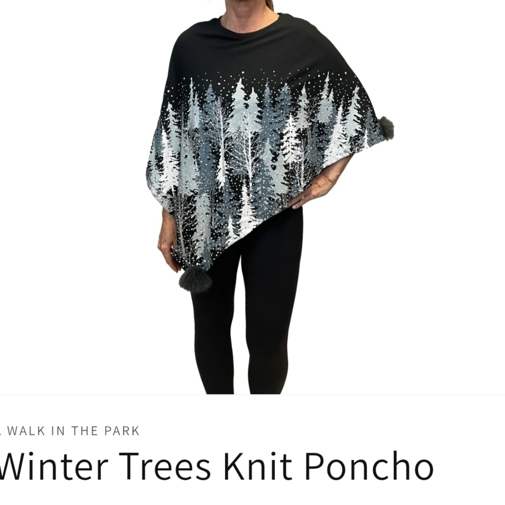 Elegant Black and Gray Knit Poncho